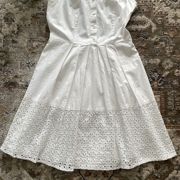 Ann Taylor Petite White Embroidered Sleeveless Dress - Picture 4 of 9